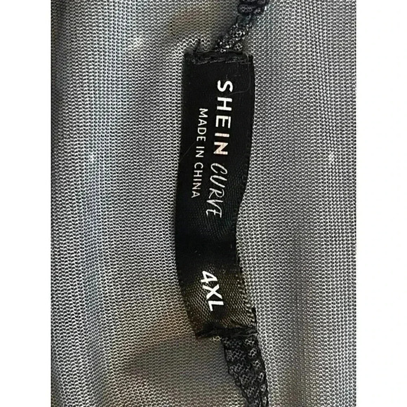 Long sleeve sheer black shirt with stars plus size 4XL - Picture 6 of 8